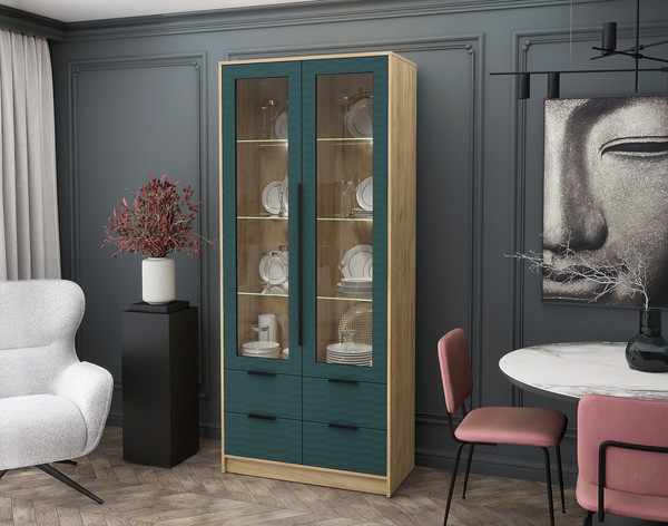 Шкаф с витриной Интерлиния Концепт Зодиак КТ-ШВ2 с подсветкой