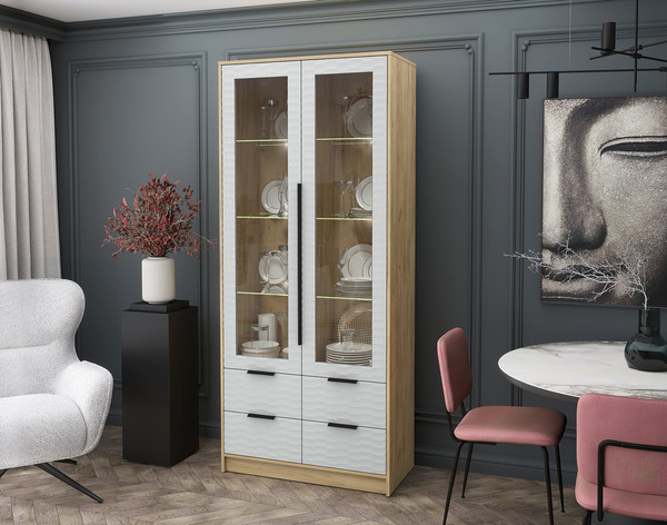 Шкаф с витриной Интерлиния Концепт Зодиак КТ-ШВ2 с подсветкой