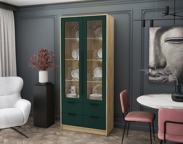 Шкаф с витриной Интерлиния Концепт Зодиак КТ-ШВ2 с подсветкой