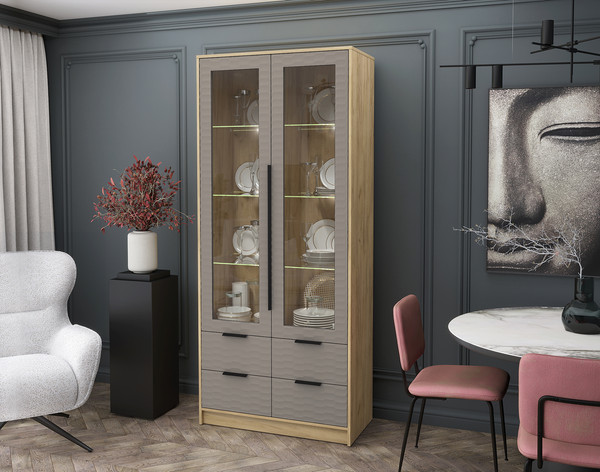 Шкаф с витриной Интерлиния Концепт Зодиак КТ-ШВ2 с подсветкой