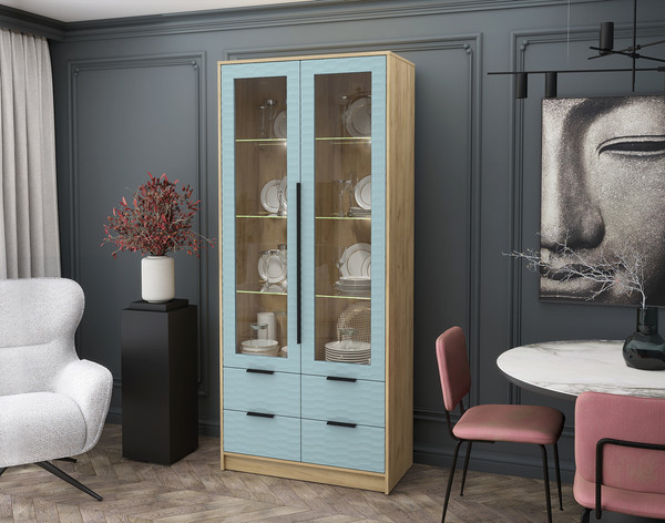 Шкаф с витриной Интерлиния Концепт Зодиак КТ-ШВ2 с подсветкой