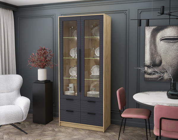 Шкаф с витриной Интерлиния Концепт Зодиак КТ-ШВ2 с подсветкой