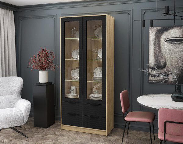 Шкаф с витриной Интерлиния Концепт Зодиак КТ-ШВ2 с подсветкой