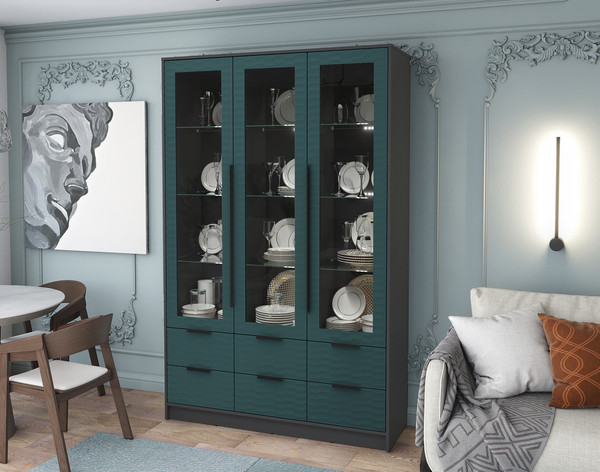 Шкаф с витриной Интерлиния Концепт Зодиак КТ-ШВ3 с подсветкой