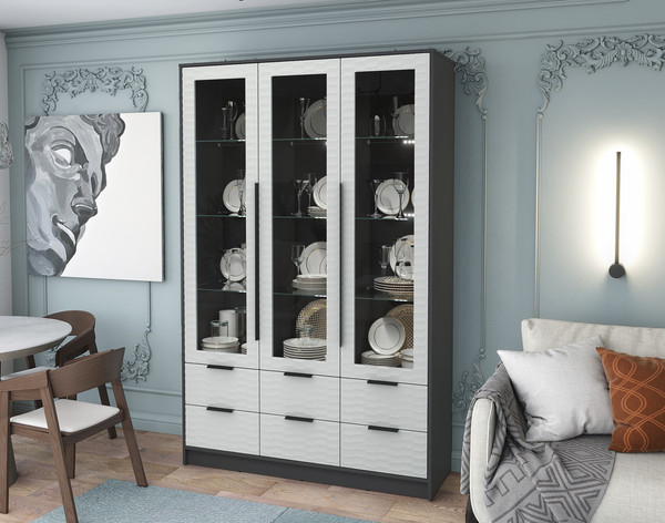 Шкаф с витриной Интерлиния Концепт Зодиак КТ-ШВ3 с подсветкой