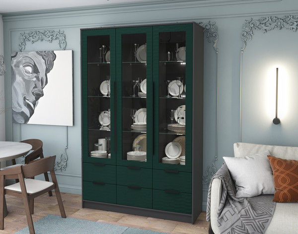 Шкаф с витриной Интерлиния Концепт Зодиак КТ-ШВ3 с подсветкой