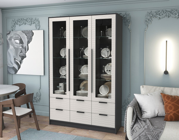 Шкаф с витриной Интерлиния Концепт Зодиак КТ-ШВ3 с подсветкой