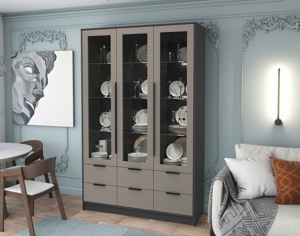 Шкаф с витриной Интерлиния Концепт Зодиак КТ-ШВ3 с подсветкой