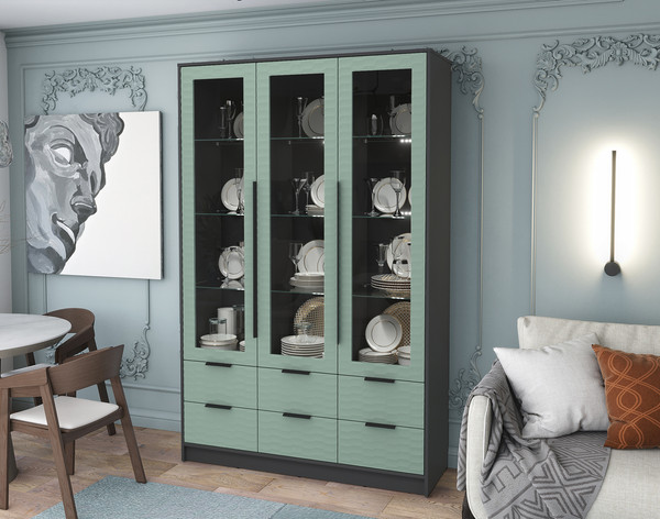 Шкаф с витриной Интерлиния Концепт Зодиак КТ-ШВ3 с подсветкой