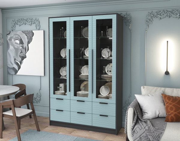 Шкаф с витриной Интерлиния Концепт Зодиак КТ-ШВ3 с подсветкой