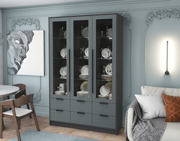 Шкаф с витриной Интерлиния Концепт Зодиак КТ-ШВ3 с подсветкой