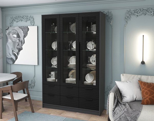 Шкаф с витриной Интерлиния Концепт Зодиак КТ-ШВ3 с подсветкой