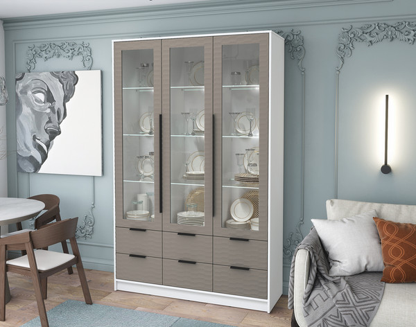 Шкаф с витриной Интерлиния Концепт Зодиак КТ-ШВ3 с подсветкой