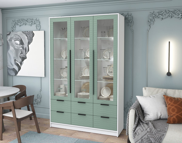 Шкаф с витриной Интерлиния Концепт Зодиак КТ-ШВ3 с подсветкой