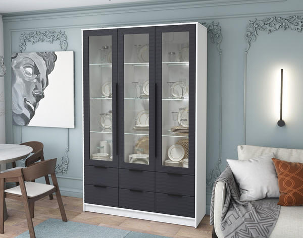 Шкаф с витриной Интерлиния Концепт Зодиак КТ-ШВ3 с подсветкой