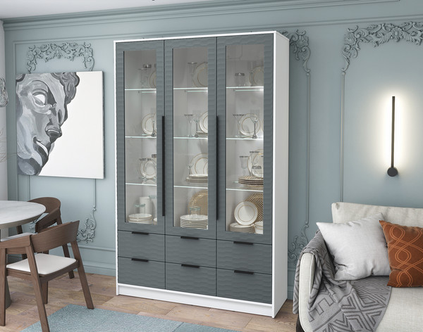 Шкаф с витриной Интерлиния Концепт Зодиак КТ-ШВ3 с подсветкой