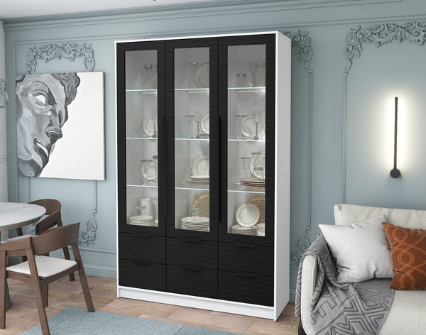 Шкаф с витриной Интерлиния Концепт Зодиак КТ-ШВ3 с подсветкой