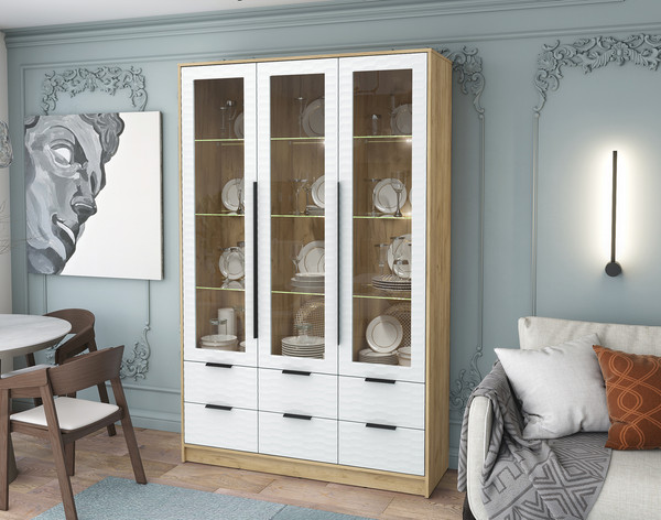 Шкаф с витриной Интерлиния Концепт Зодиак КТ-ШВ3 с подсветкой