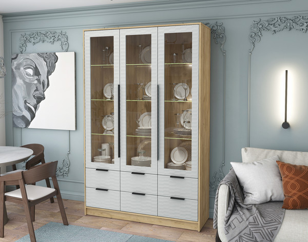 Шкаф с витриной Интерлиния Концепт Зодиак КТ-ШВ3 с подсветкой