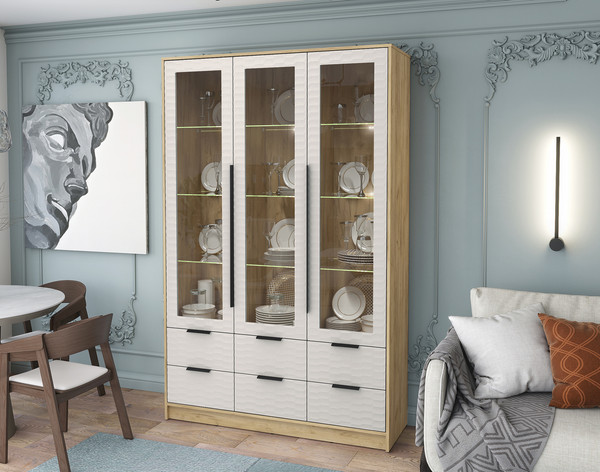 Шкаф с витриной Интерлиния Концепт Зодиак КТ-ШВ3 с подсветкой