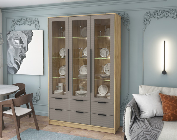 Шкаф с витриной Интерлиния Концепт Зодиак КТ-ШВ3 с подсветкой