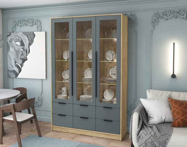 Шкаф с витриной Интерлиния Концепт Зодиак КТ-ШВ3 с подсветкой