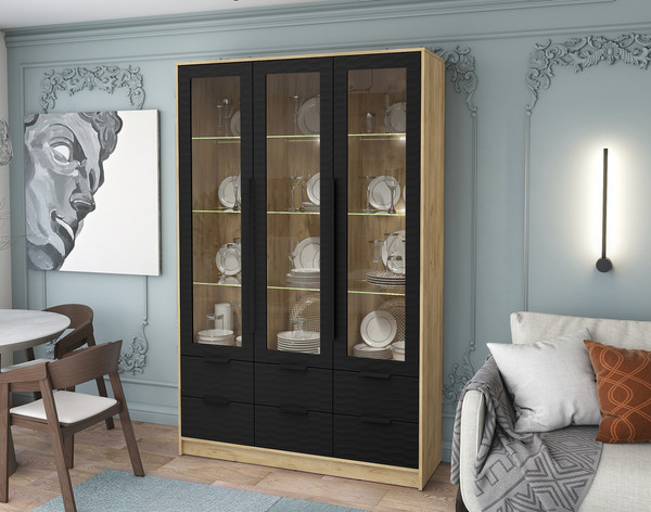 Шкаф с витриной Интерлиния Концепт Зодиак КТ-ШВ3 с подсветкой