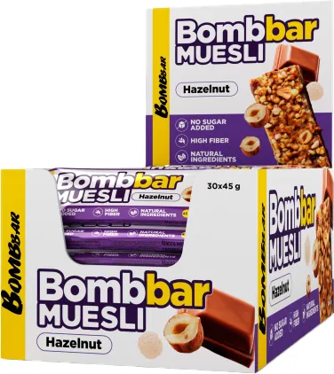 Энергетические батончики Bombbar Мультизлаковый Фундук - фото