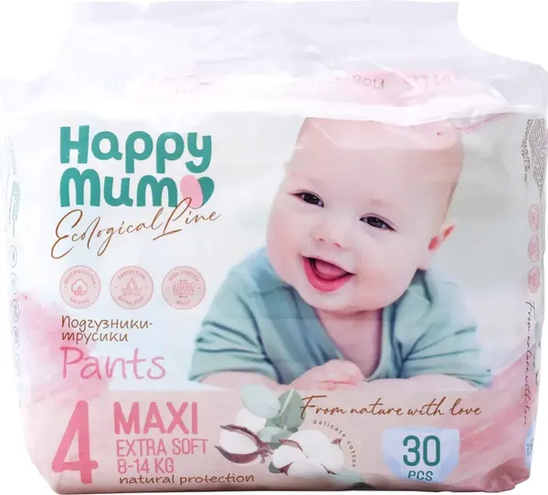 Подгузники-трусики детские Happy Mum Maxi 4