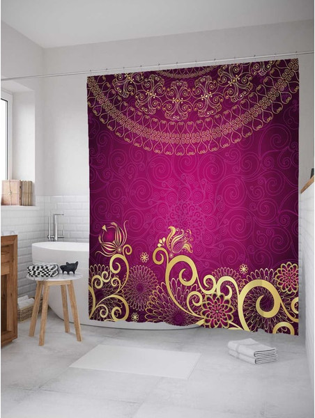 Шторка-занавеска для ванны JoyArty Звездные цветы / sc_18527 - фото