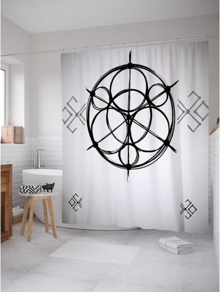 Шторка-занавеска для ванны JoyArty Кольцевой символ / sc_18918 - фото