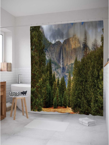 Шторка-занавеска для ванны JoyArty Горы в облаках / sc_19022 - фото