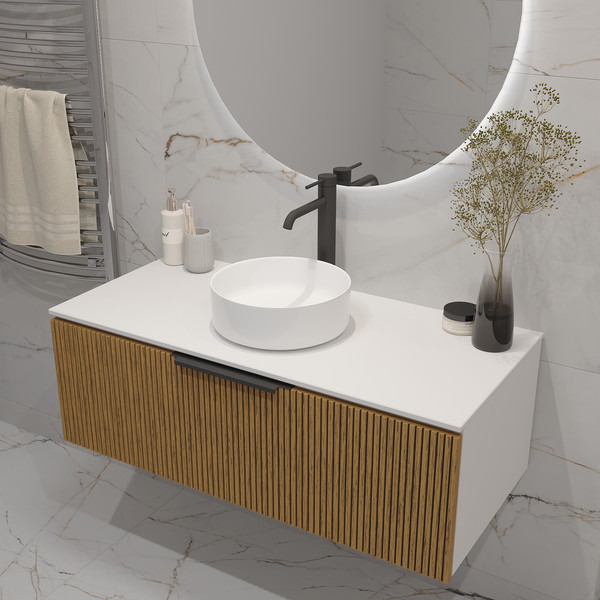 Столешница для тумбы в ванную ЗОВ 2 выреза / T995C2