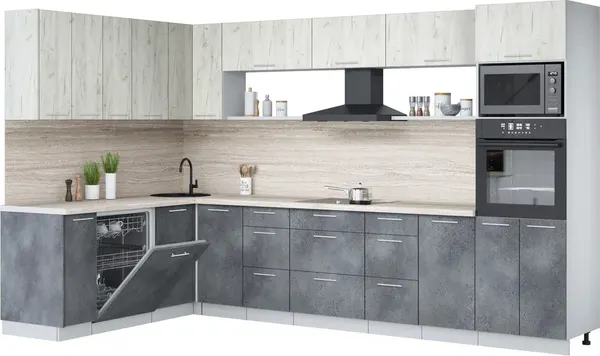 Кухонный гарнитур Интерлиния Мила Лайт 1.896х3.38-2 