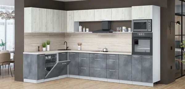 Кухонный гарнитур Интерлиния Мила Лайт 1.896х3.38-2 