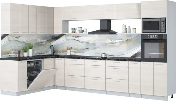 Кухонный гарнитур Интерлиния Мила Лайт 1.896х3.58-2 