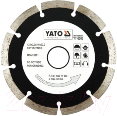 Отрезной диск алмазный Yato YT-6003