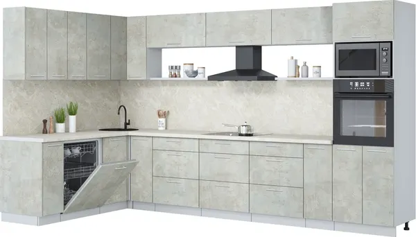 Кухонный гарнитур Интерлиния Мила Лайт 1.896х3.58-2 