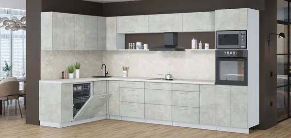 Кухонный гарнитур Интерлиния Мила Лайт 1.896х3.58-2 