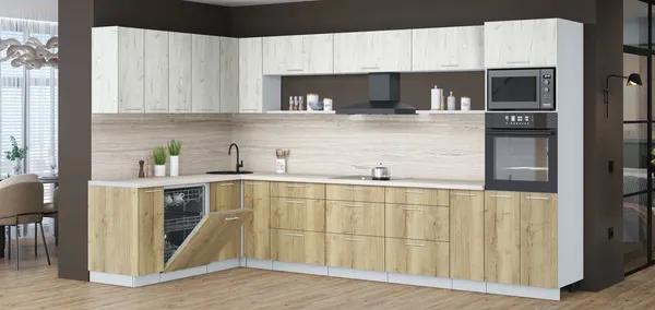 Кухонный гарнитур Интерлиния Мила Лайт 1.896х3.58-2 