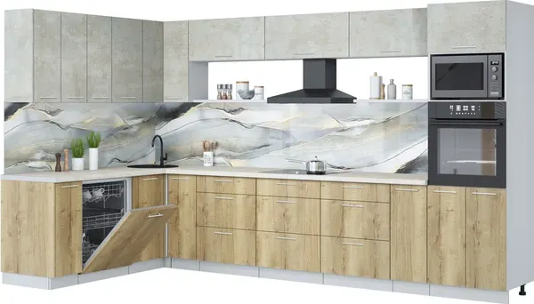 Кухонный гарнитур Интерлиния Мила Лайт 1.896х3.58-2