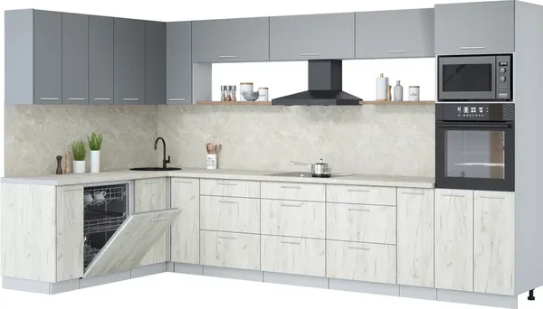 Кухонный гарнитур Интерлиния Мила Лайт 1.896х3.58-2