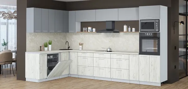 Кухонный гарнитур Интерлиния Мила Лайт 1.896х3.58-2