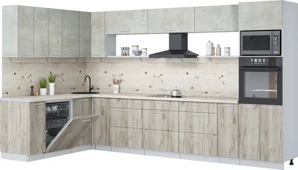 Кухонный гарнитур Интерлиния Мила Лайт 1.896х3.58-2