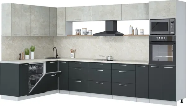 Кухонный гарнитур Интерлиния Мила Лайт 1.896х3.58-2