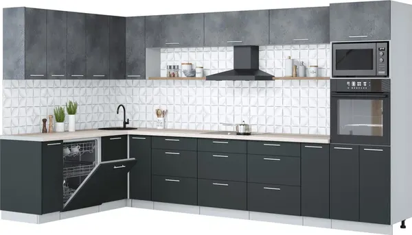 Кухонный гарнитур Интерлиния Мила Лайт 1.896х3.58-2 