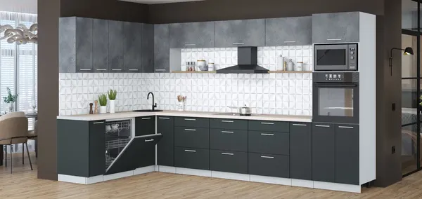 Кухонный гарнитур Интерлиния Мила Лайт 1.896х3.58-2 