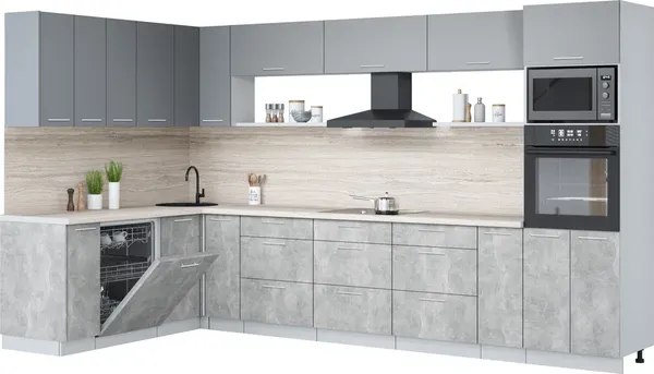 Кухонный гарнитур Интерлиния Мила Лайт 1.896х3.58-2