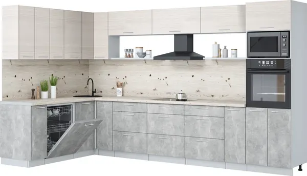 Кухонный гарнитур Интерлиния Мила Лайт 1.896х3.58-2 