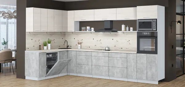 Кухонный гарнитур Интерлиния Мила Лайт 1.896х3.58-2 